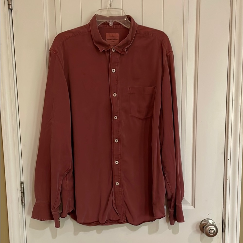 Tommy Bahama Men's washed out  XL Red Button-Up Shirt